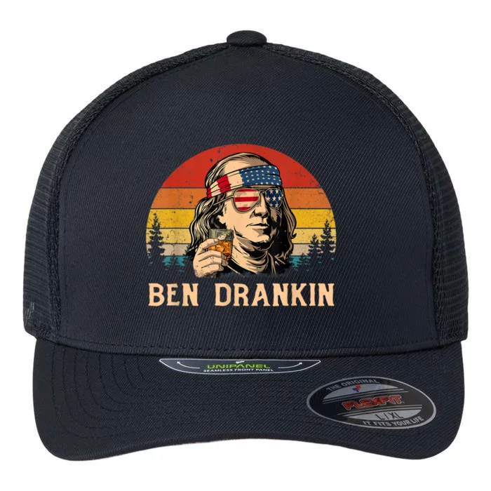 Ben Drankin Funny Benjamin Franklin July 4th Independence Gift Flexfit Unipanel Trucker Cap