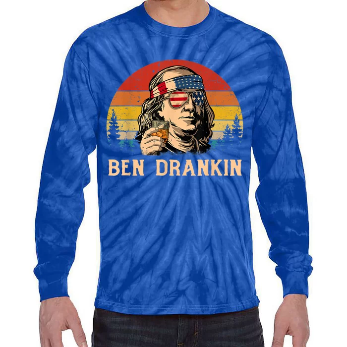 Ben Drankin Funny Benjamin Franklin July 4th Independence Gift Tie-Dye Long Sleeve Shirt