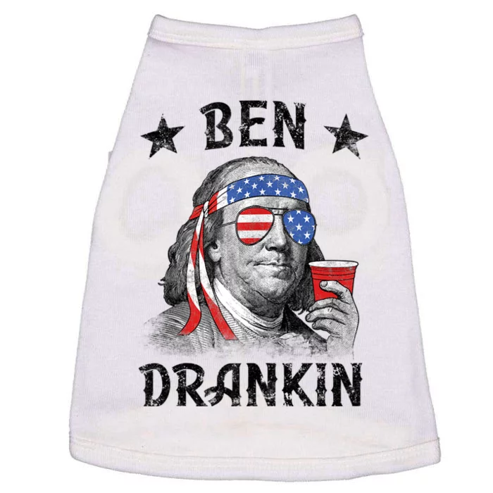 Ben Drankin Funny 4th Of July Doggie Tank