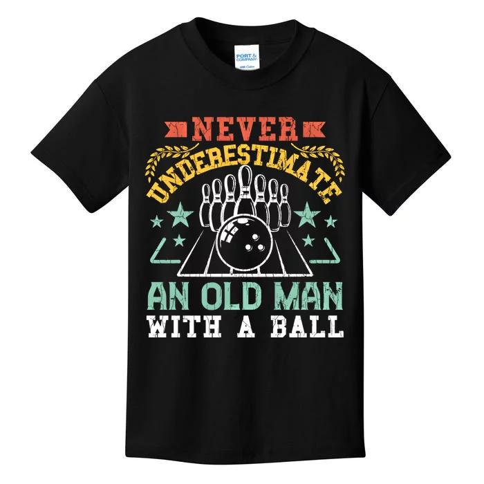 Bowling Dad Funny Never Underestimate An Old Graphic Gift Kids T-Shirt