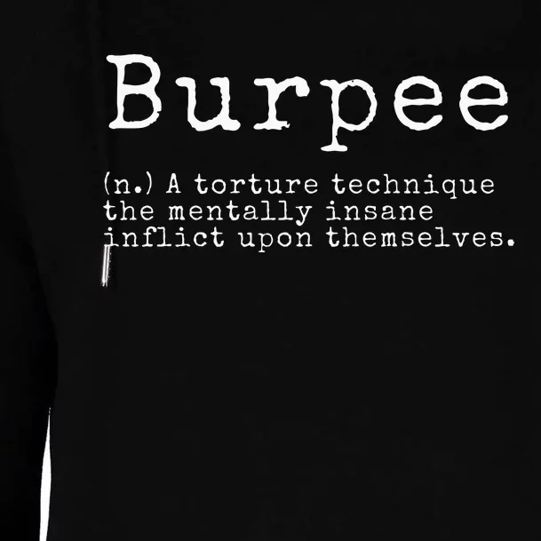 Burpee Definition Funny Workout Gift Womens Funnel Neck Pullover Hood