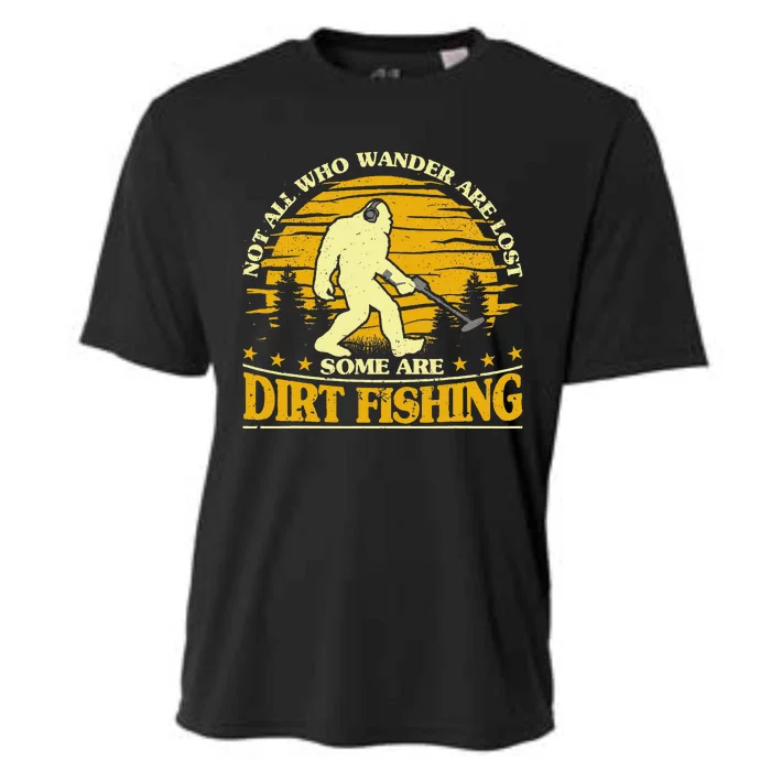 Bigfoot Dirt Fishing Metal Detecting Funny Metal Detector Cooling Performance Crew T-Shirt