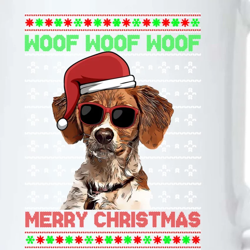 Brittany Dog Funny Woof Merry Christmas Gift Black Color Changing Mug