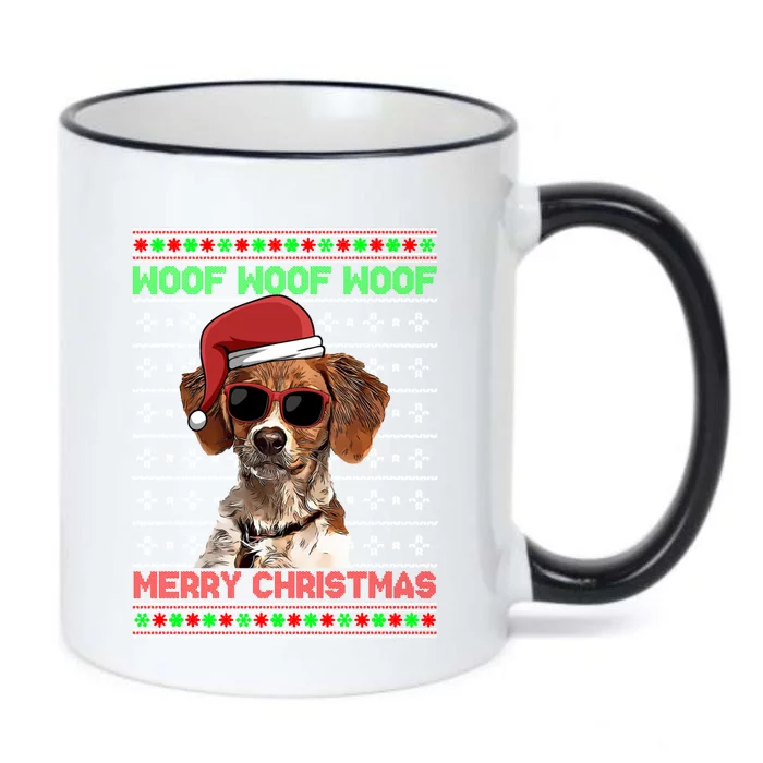 Brittany Dog Funny Woof Merry Christmas Gift Black Color Changing Mug