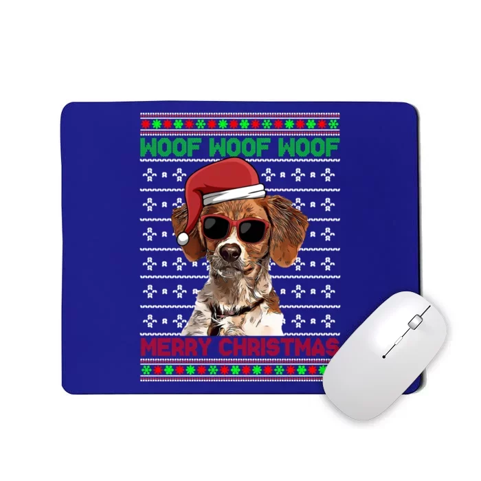 Brittany Dog Funny Woof Merry Christmas Gift Mousepad