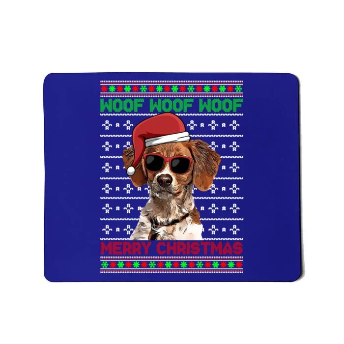 Brittany Dog Funny Woof Merry Christmas Gift Mousepad