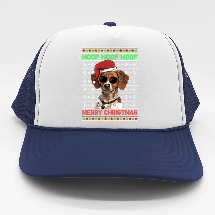 Brittany Dog Funny Woof Merry Christmas Gift Trucker Hat