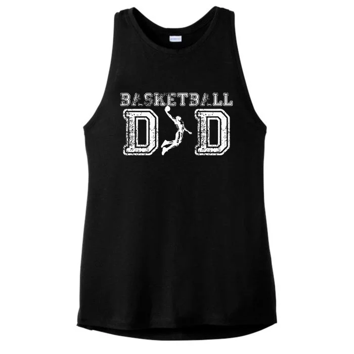 Basketball Dad Fathers Day Gift For Daddy Papa Father Ladies Tri-Blend Wicking Tank