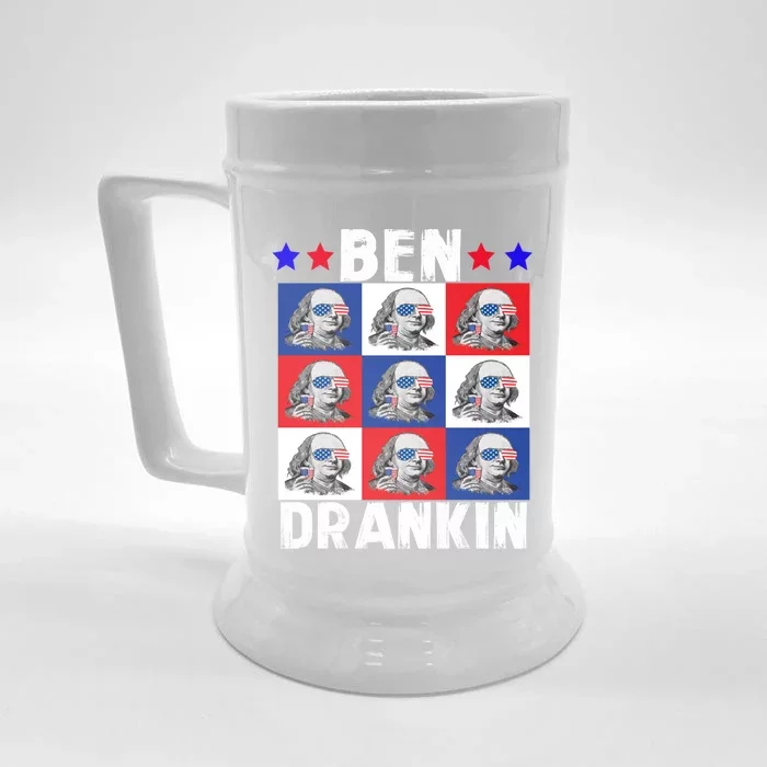 Ben Drankin Franklin Merica 4th Of July Patriotic Holiday Gift Front & Back Beer Stein