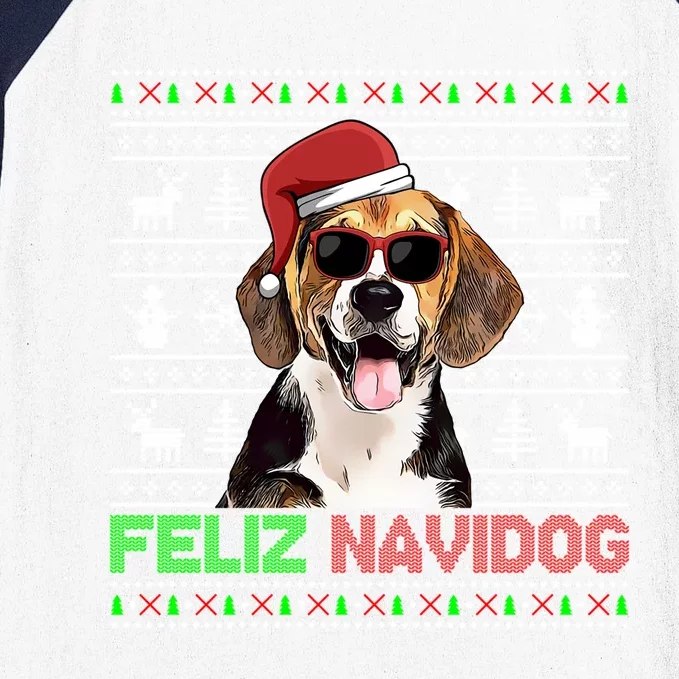 Beagle Dog Feliz Navidog Funny Christmas Gift Baseball Sleeve Shirt