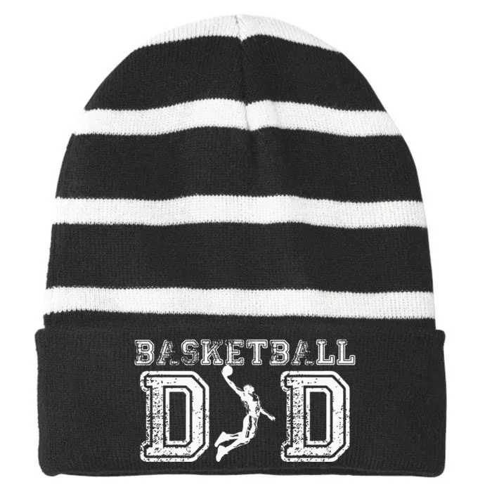 Basketball Dad Fathers Day Gift For Daddy Papa Father Striped Beanie with Solid Band