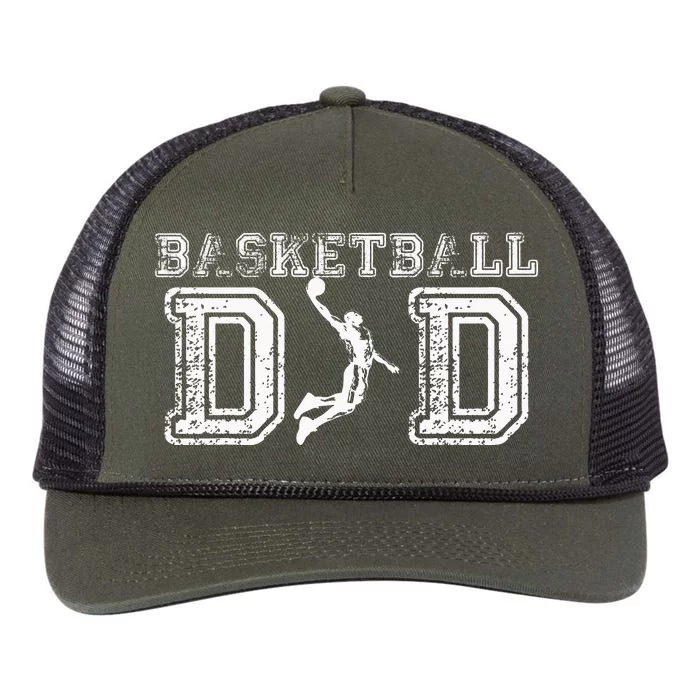 Basketball Dad Fathers Day Gift For Daddy Papa Father Retro Rope Trucker Hat Cap