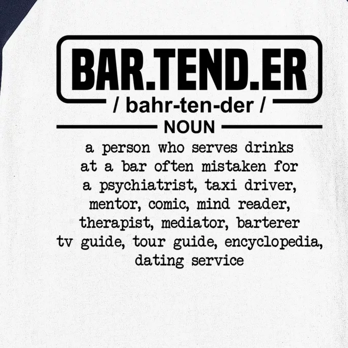 Bartender Definition For Bartender Gift Baseball Sleeve Shirt