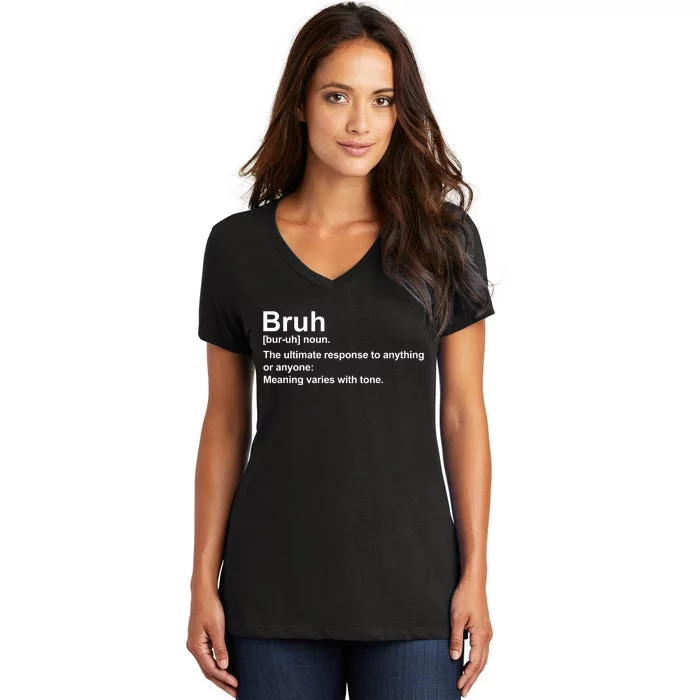 Bruh Definition Funny Cute Matching Team Family Women's V-Neck T-Shirt