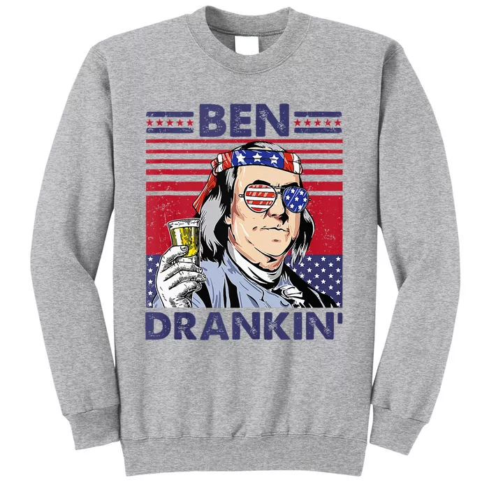 Ben Drankin Funny 4th Of July Drinking Presidents Tall Sweatshirt