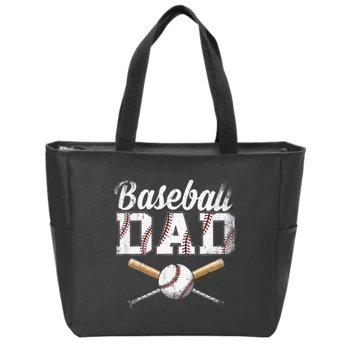 Baseball Dad For Dad Fathers Day Baseball Lovers Zip Tote Bag