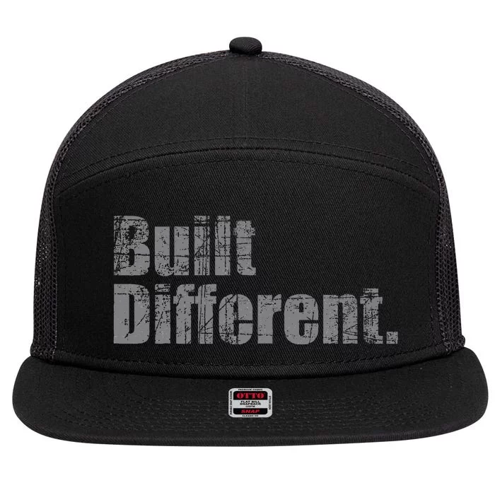 Built Different Funny Vintage 7 Panel Mesh Trucker Snapback Hat