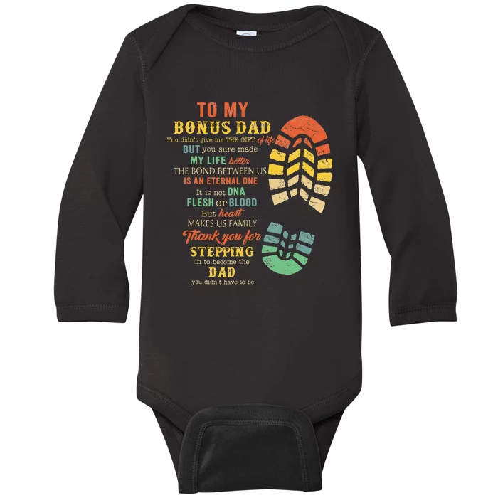 Bonus Dad From Stepdad For Daughter Son Baby Long Sleeve Bodysuit