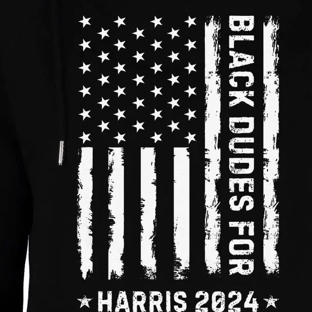 Black Dudes For Harris Walz Waltz 2024 Womens Funnel Neck Pullover Hood