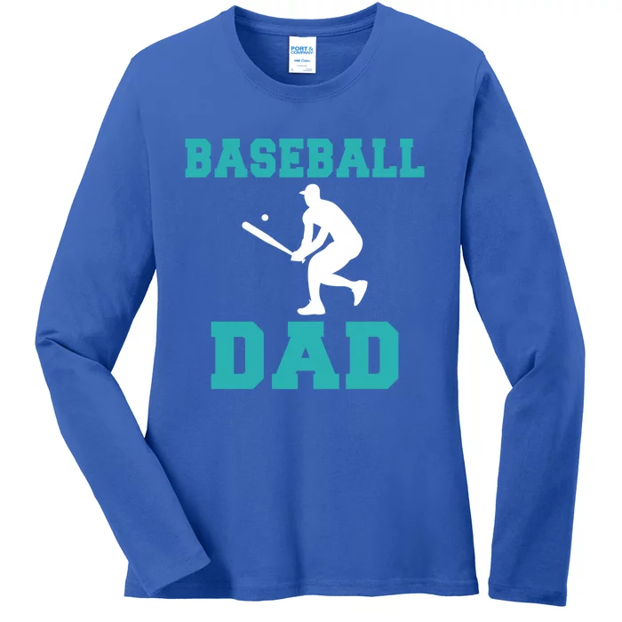 Baseball Dad Funny Gift Ladies Long Sleeve Shirt