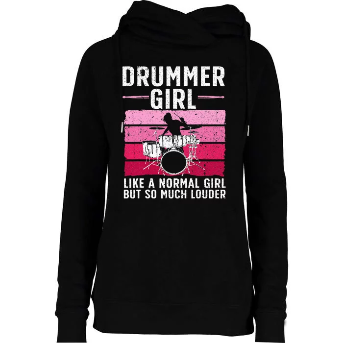 Best Drums For Drummer Music Band Womens Funnel Neck Pullover Hood