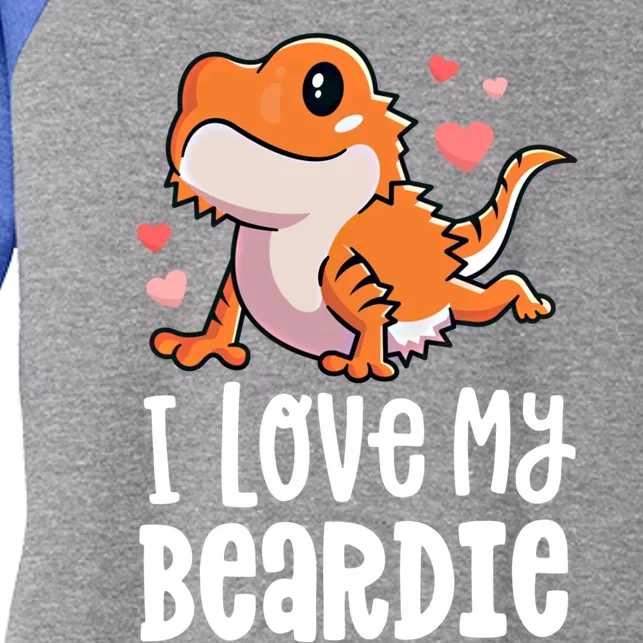 Bearded Dragon Funny Gift I Love My Beardie Gift Funny Gift Women's Tri-Blend 3/4-Sleeve Raglan Shirt