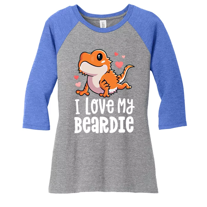 Bearded Dragon Funny Gift I Love My Beardie Gift Funny Gift Women's Tri-Blend 3/4-Sleeve Raglan Shirt