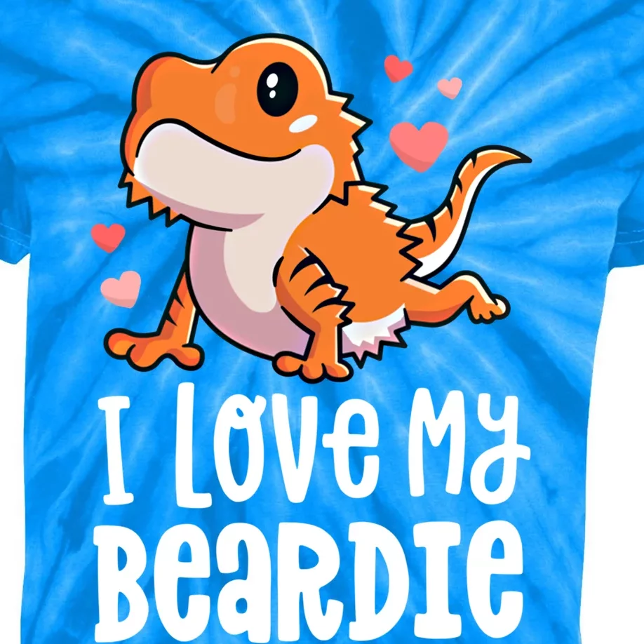 Bearded Dragon Funny Gift I Love My Beardie Gift Funny Gift Kids Tie-Dye T-Shirt