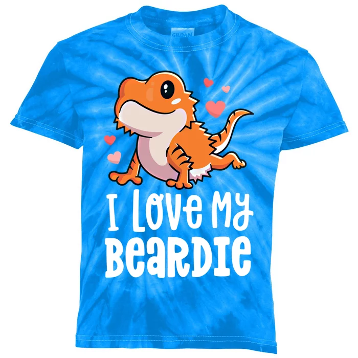 Bearded Dragon Funny Gift I Love My Beardie Gift Funny Gift Kids Tie-Dye T-Shirt