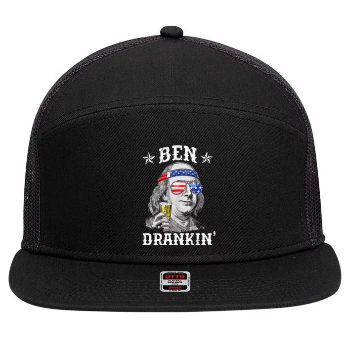 Ben Drankin Funny 4th Of July 7 Panel Mesh Trucker Snapback Hat