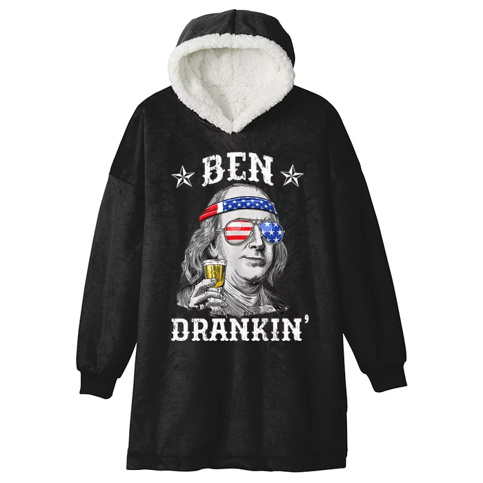 Ben Drankin Funny 4th Of July Hooded Wearable Blanket