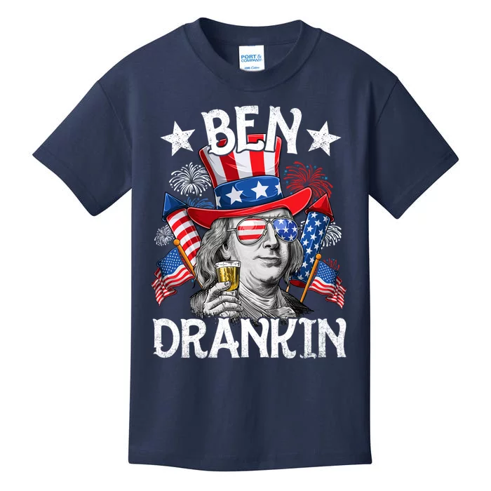 Ben Drankin Funny 4th Of July Shirts Fireworks Patriotic Kids T-Shirt