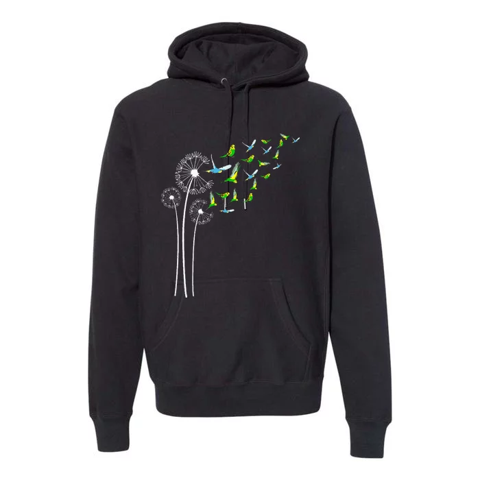 Budgie Dandelion Flower For Dandelions And Parakeet Lover Premium Hoodie