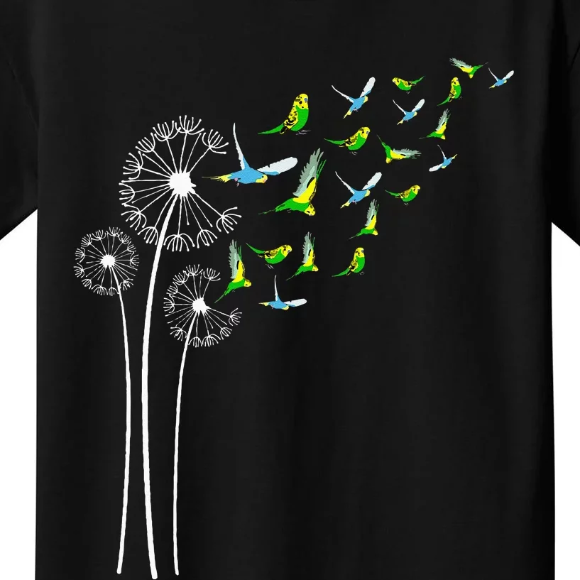 Budgie Dandelion Flower For Dandelions And Parakeet Lover Kids T-Shirt