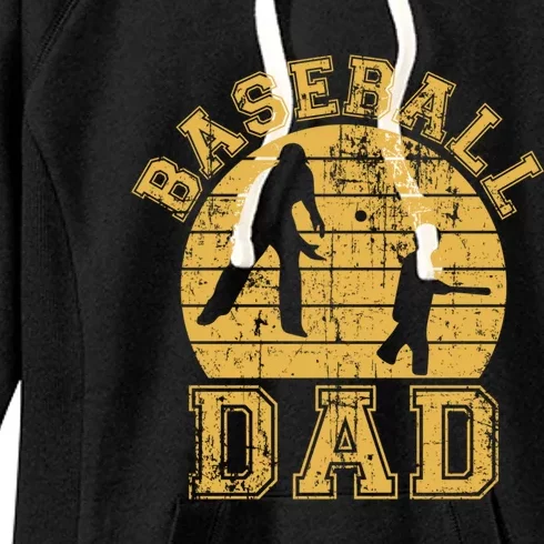 Baseball Dad Father Son Proud Daddy Papa Grandpa Sports Cute Gift Women's Fleece Hoodie