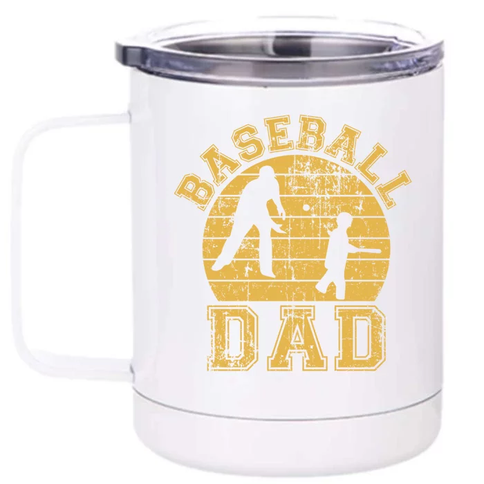 Baseball Dad Father Son Proud Daddy Papa Grandpa Sports Cute Gift Front & Back 12oz Stainless Steel Tumbler Cup