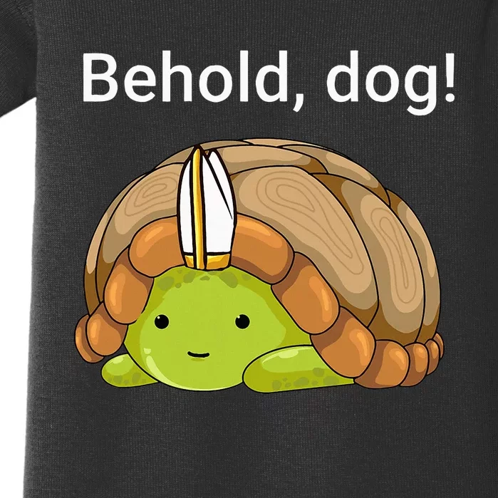 Behold Dog Funny Turtle Wearing A Priest Hat Baby Bodysuit