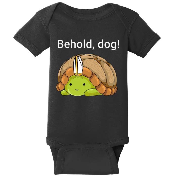 Behold Dog Funny Turtle Wearing A Priest Hat Baby Bodysuit