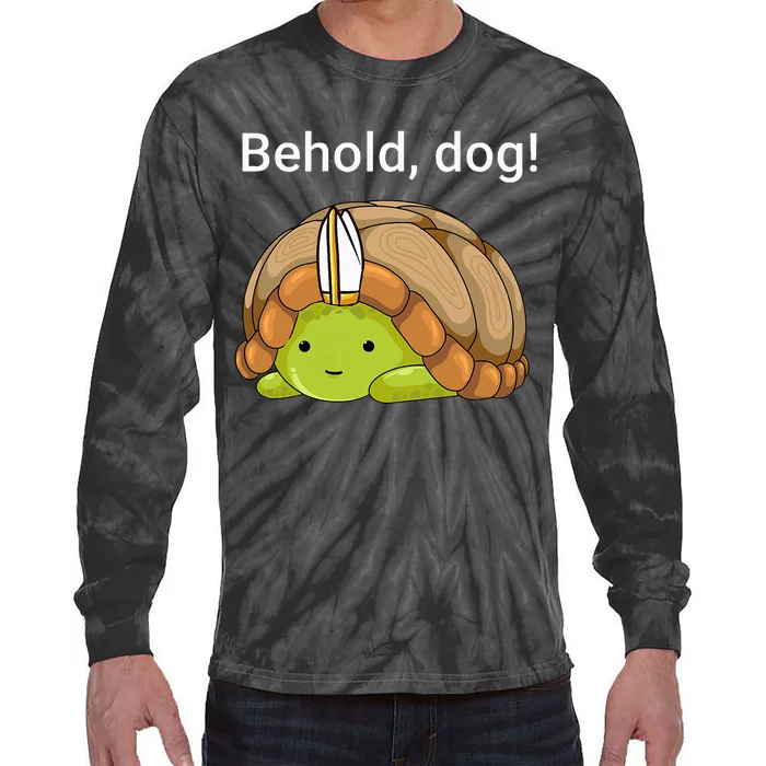 Behold Dog Funny Turtle Wearing A Priest Hat Tie-Dye Long Sleeve Shirt