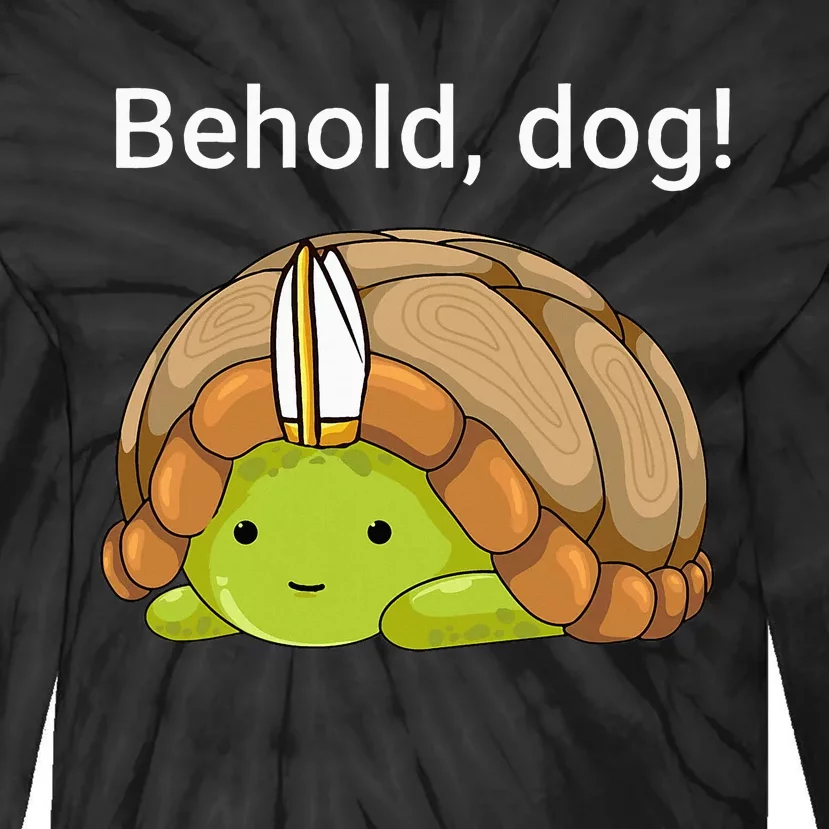 Behold Dog Funny Turtle Wearing A Priest Hat Tie-Dye Long Sleeve Shirt