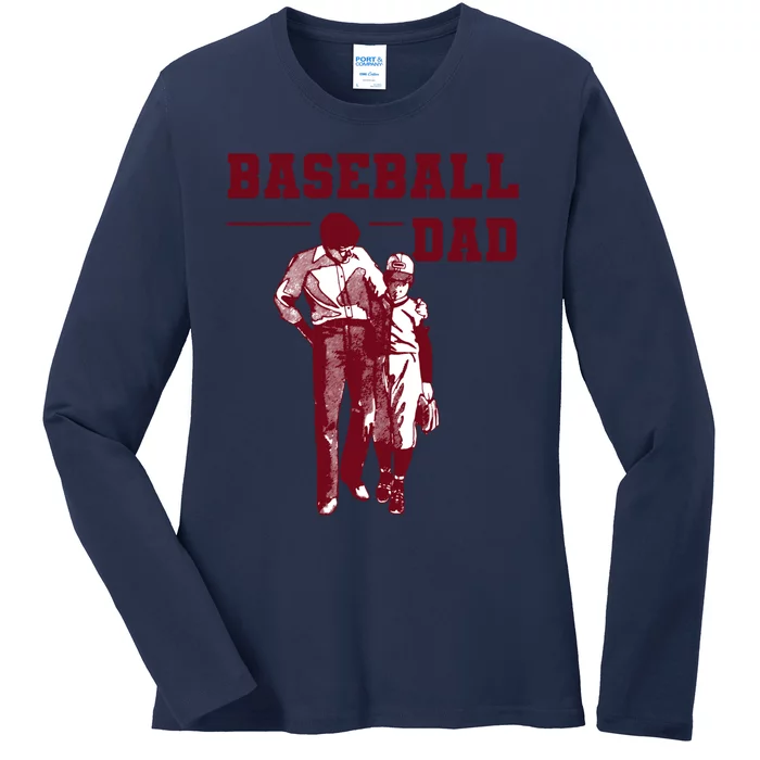 Baseball Design For Baseball Player And Baseball Daddy Dad Gift Ladies Long Sleeve Shirt