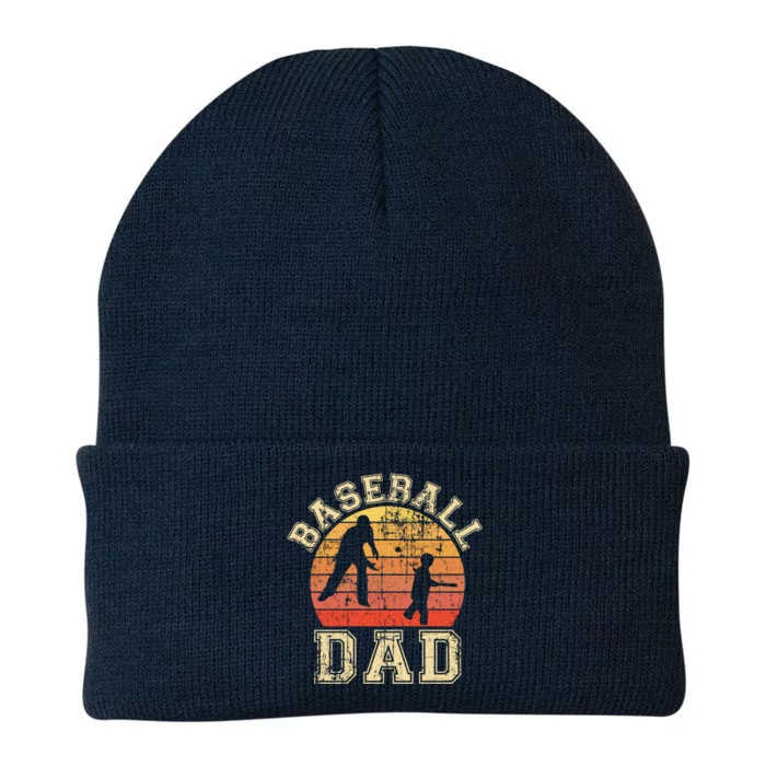 Baseball Dad Father Son Proud Daddy Papa Grandpa Sports Meaningful Gift Knit Cap Winter Beanie