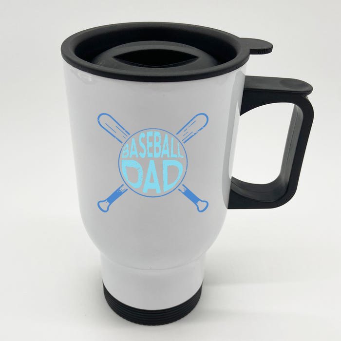 Baseball Dad Father Baseballer Daddy Papa Fathers Day Front & Back Stainless Steel Travel Mug