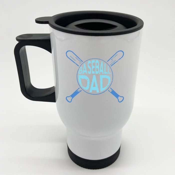 Baseball Dad Father Baseballer Daddy Papa Fathers Day Front & Back Stainless Steel Travel Mug