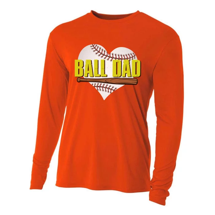 Ball Dad Fathers Day Softball Baseball Dad Baseball Lovers Gift Cooling Performance Long Sleeve Crew