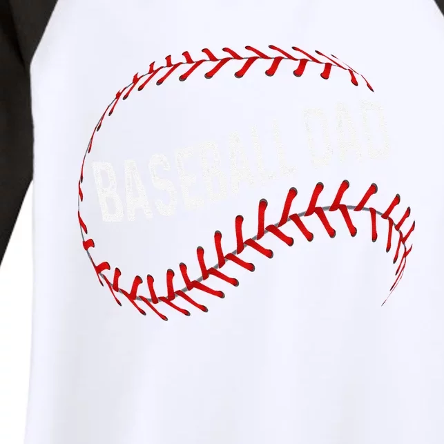 Baseball Dad Fathers Day For Daddy Papa Father Women's Tri-Blend 3/4-Sleeve Raglan Shirt