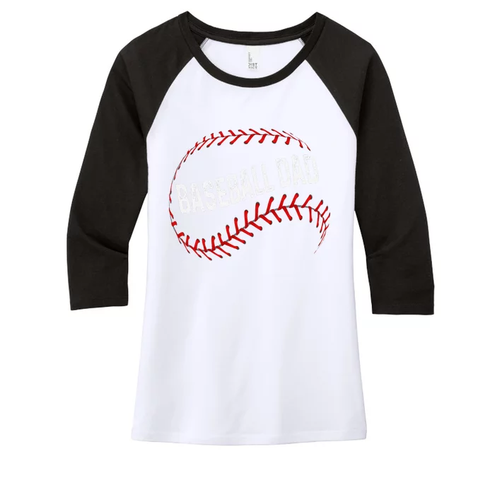 Baseball Dad Fathers Day For Daddy Papa Father Women's Tri-Blend 3/4-Sleeve Raglan Shirt