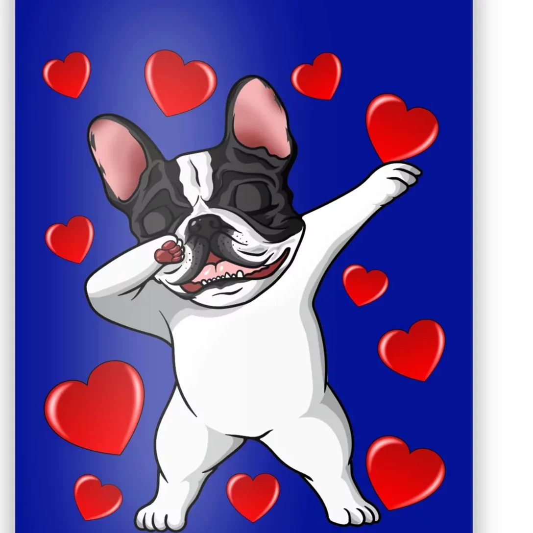 Brindle Dabbing French Bulldog Heart Valentines Day Gift Cute Gift Poster