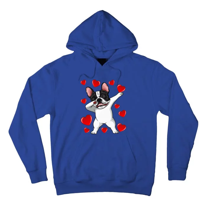 Brindle Dabbing French Bulldog Heart Valentines Day Gift Cute Gift Tall Hoodie