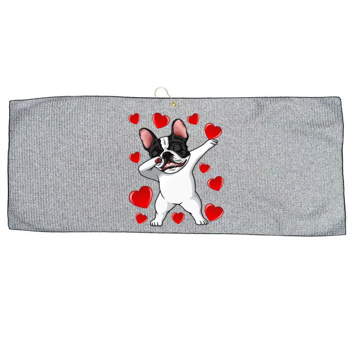 Brindle Dabbing French Bulldog Heart Valentines Day Gift Cute Gift Large Microfiber Waffle Golf Towel